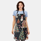 ヴィンテージウッドランドのクリスマスパターン(5) エプロン (着用した状態)