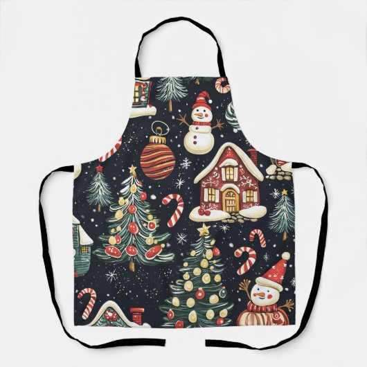 ヴィンテージウッドランドのクリスマスパターン(5) エプロン (正面)