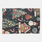 ヴィンテージウッドランドのクリスマスパターン(5) キッチンタオル (横)