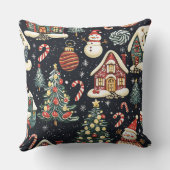 ヴィンテージウッドランドのクリスマスパターン(5) クッション (裏面)