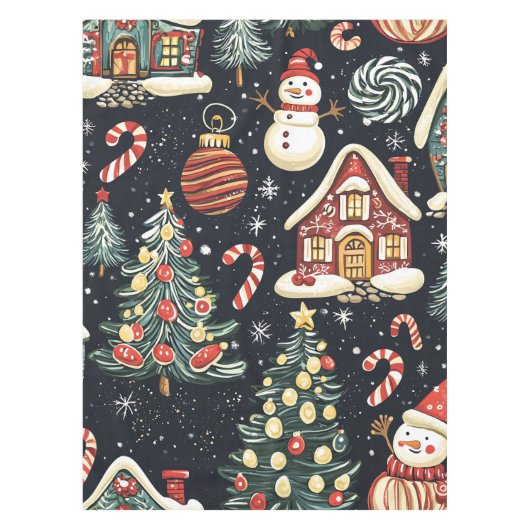 ヴィンテージウッドランドのクリスマスパターン(5) テーブルクロス (正面)