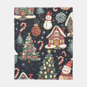 ヴィンテージウッドランドのクリスマスパターン(5) フリースブランケット (正面)