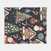 ヴィンテージウッドランドのクリスマスパターン(5) フリースブランケット (正面(横))