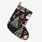 ヴィンテージウッドランドのクリスマスパターン(5) ラージクリスマスストッキング (正面 (吊り時))