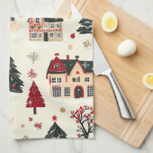 ヴィンテージウッドランドのクリスマスパターン(9) キッチンタオル (四つ折り)