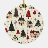 ヴィンテージウッドランドのクリスマスパターン(9) セラミックオーナメント (正面)