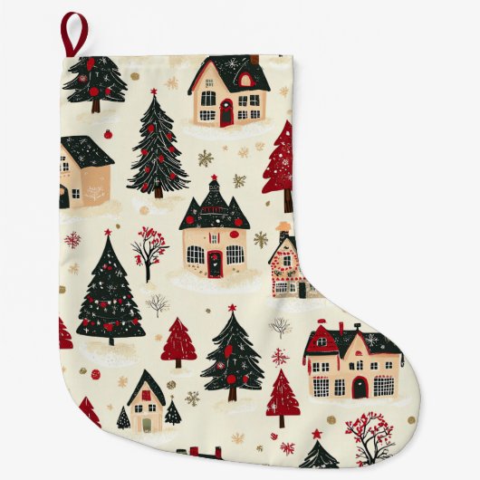 ヴィンテージウッドランドのクリスマスパターン(9) ラージクリスマスストッキング (正面)