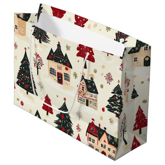 ヴィンテージウッドランドのクリスマスパターン(9) ラージペーパーバッグ (正面アングル)
