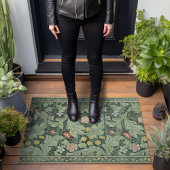 ヴィンテージウッドランドウィリアムモリスグリーンフローラ ドアマット