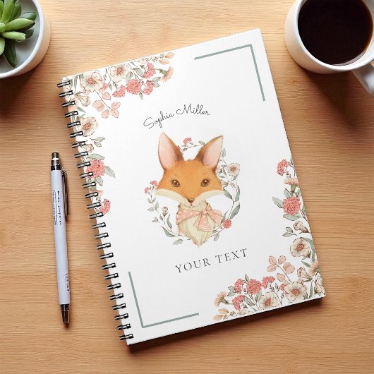 ヴィンテージウッドランドキツネイラストレーション ノートブック