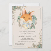 ヴィンテージウッドランドキツネベビーシャワー少年用 招待状 (正面)