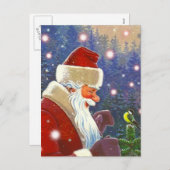 ヴィンテージウッドランドサンタ&《鳥》アメリカゴガラツリートッパー シーズンポストカード (正面/裏面)