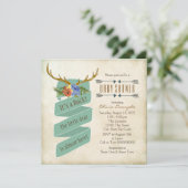 ヴィンテージウッドランドディアアントラーベビーシャワー 招待状 (スタンド正面)