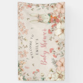 ヴィンテージウッドランドバニーガールウェルカムベビーシャワー 横断幕 (縦)