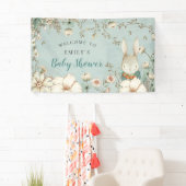 ヴィンテージウッドランドバニーボーイウェルカムベビーシャワー 横断幕 (インサイチュ)