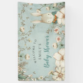 ヴィンテージウッドランドバニーボーイウェルカムベビーシャワー 横断幕 (縦)