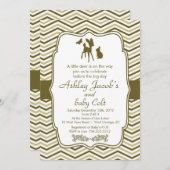 ヴィンテージウッドランドバンビベビーディアベビーシャワー 招待状 (正面/裏面)