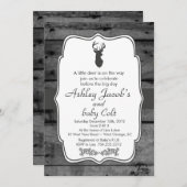 ヴィンテージウッドランドバンビベビーディアベビーシャワー 招待状 (正面/裏面)