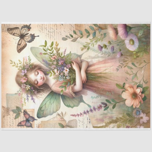 ヴィンテージウッドランドフェアリーエフェメラデクページ 薄葉紙 (正面)