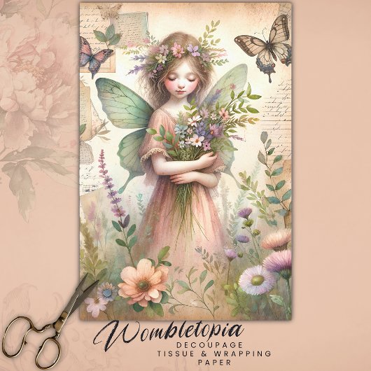 ヴィンテージウッドランドフェアリーエフェメラデクページ 薄葉紙