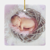 ヴィンテージウッドランドフォレストベビーの初めてのクリスマス セラミックオーナメント (裏面)