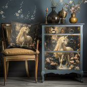 ヴィンテージウッドランドフォレストユニコーン切り離し工芸品。 薄葉紙