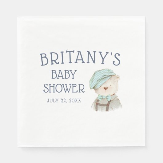 ヴィンテージウッドランドベア赤ちゃんシャワー スタンダードランチョンナプキン (正面)