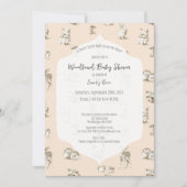 ヴィンテージウッドランドベビーアニマルズベビーシャワー 招待状 (正面)