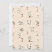 ヴィンテージウッドランドベビーアニマルズ誕生日 招待状 (裏面)