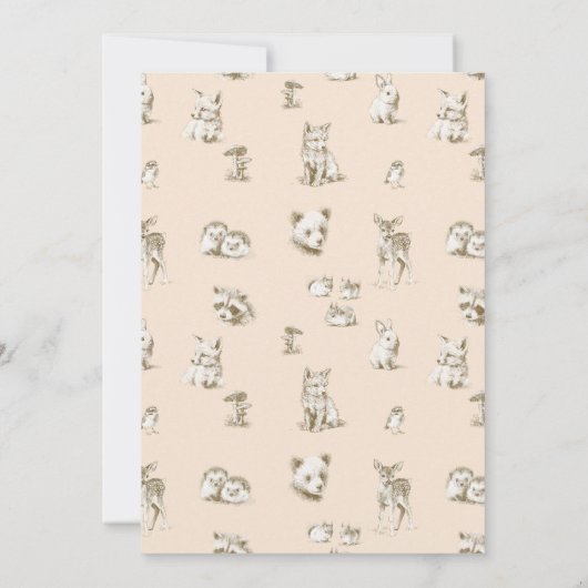 ヴィンテージウッドランドベビーアニマル誕生日招待状 招待状 (裏面)