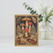 ヴィンテージウッドランドマッシュルーム秋の挨拶 ポストカード (スタンド正面)