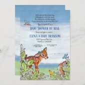 ヴィンテージウッドランド動物の子犬の赤ちゃんシャワー(郵便) 招待状 (正面/裏面)