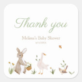 ヴィンテージウッドランド動物の赤ちゃんシャワーパーティーの好意 スクエアシール (正面)