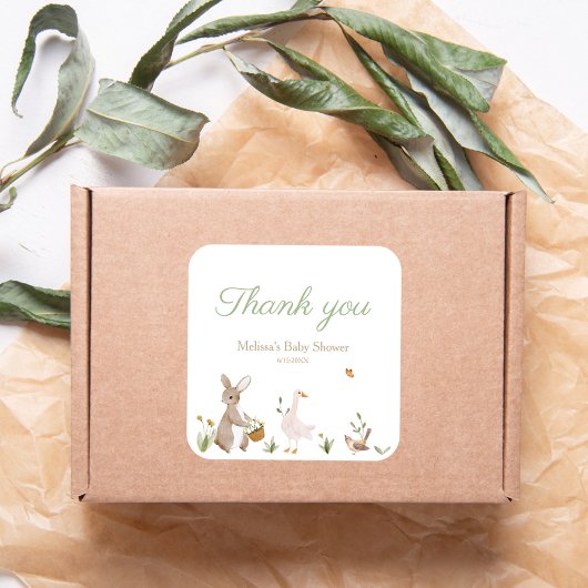 ヴィンテージウッドランド動物の赤ちゃんシャワーパーティーの好意 スクエアシール