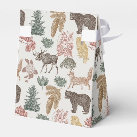 ヴィンテージウッドランド動物の赤ちゃんシャワー フェイバーボックス (裏面サイド)