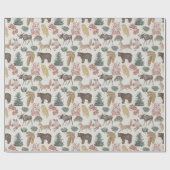 ヴィンテージウッドランド動物の赤ちゃんシャワー ラッピングペーパー (フラット)