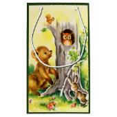 ヴィンテージウッドランド動物キッズパーティーバッグ スモールペーパーバッグ (裏面)