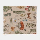 ヴィンテージウッドランド自然シームレスパターン。甘仁田  フリースブランケット (正面(横))