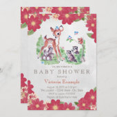 ヴィンテージウッドランド赤ちゃんシャワー 招待状 (正面/裏面)
