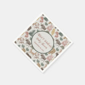 ヴィンテージウッドランド・アニマルズ赤ん坊シャワーキツネ、ムース。 スタンダードカクテルナプキン (角)