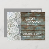 ヴィンテージウッドレースの国の結婚式の日付を保存 案内ポストカード (正面/裏面)