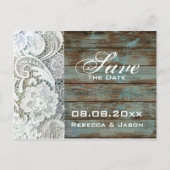 ヴィンテージウッドレースの国の結婚式の日付を保存 案内ポストカード (正面)