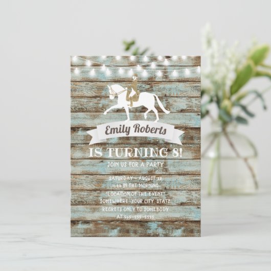 ヴィンテージウッド乗馬誕生日 招待状 (スタンド正面)