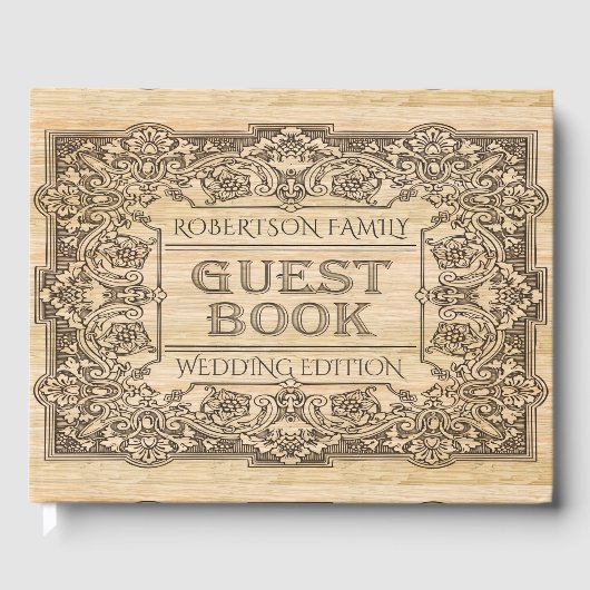 ヴィンテージウッド焼き彫りルックゲストブック ゲストブック (正面)