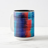 ヴィンテージウッド絵画抽象芸術#11 ツートーンマグカップ (正面左)