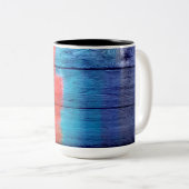 ヴィンテージウッド絵画抽象芸術#11 ツートーンマグカップ (正面右)