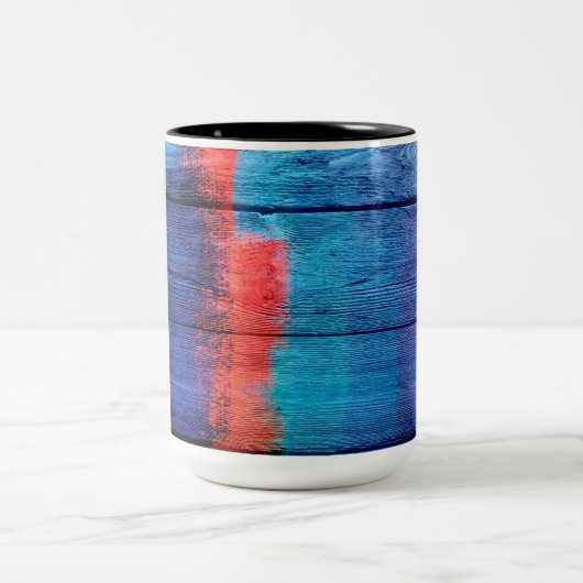 ヴィンテージウッド絵画抽象芸術#11 ツートーンマグカップ (中央)