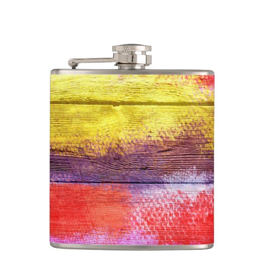 ヴィンテージウッド絵画抽象芸術#8 フラスク (正面)