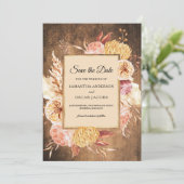 ヴィンテージウッド&ウォーターカラーカラフルパステルフラワー セーブザデート (スタンド正面)