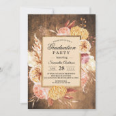 ヴィンテージウッド&ウォーターカラーカラフルパステルフラワー 招待状 (正面)